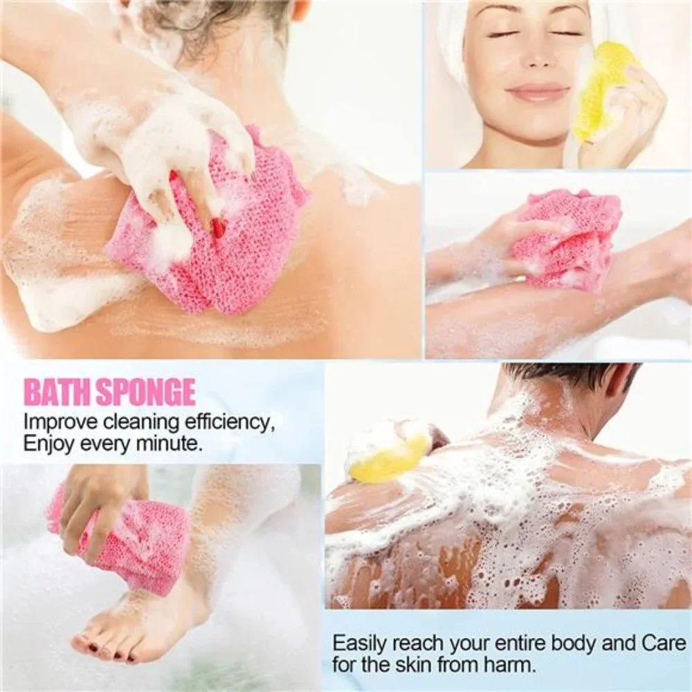 3 Pieces African Net Sponge Long Net Bath Sponge Exfoliating Shower Body Scrub